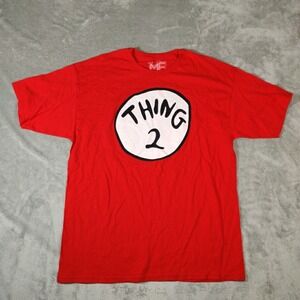 Thing 2 Shirt Mens XL Red Short Sleeve‎ Dr.Sues Chest Logo Casual
